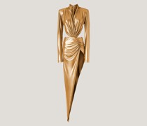 Evening golden dress with slit