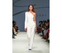 Cocktail one-shoulder jumpsuit with cut out