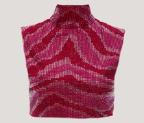 Turtleneck fuchsia animalier silk top