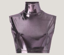 Turtleneck lilac glossy jersey top