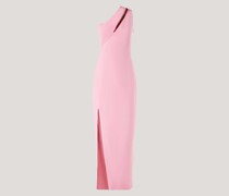 One-shoulder pink evening gown