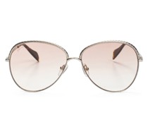 Braided grey round-frame sunglasses