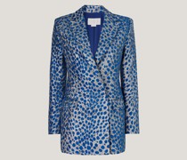 Blue animalier long blazer