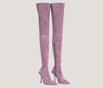 High lilac boots with rhinestones
