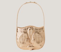 Half-moon-shaped minibag with orchid