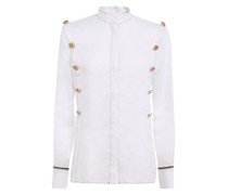 Linen white shirt with visible golden buttons