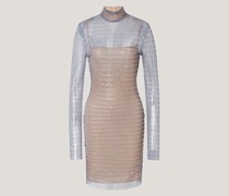 Patterned rhinestone mesh dress