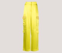 Satin cargo yellow pants