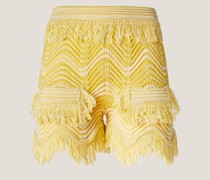 Yellow fringe shorts