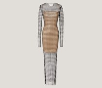 Striped mesh rhinestone dress