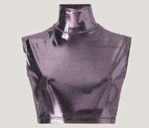 Turtleneck lilac glossy jersey top
