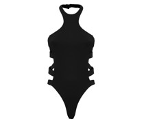 Black halter neckline swimsuit
