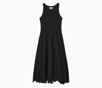 Ärmelloses Midikleid Mit Lochstickerei