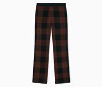 Ausgestellte Jacquard-Strickhose Mit Karomuster