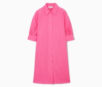 Kurzes Hemdblusenkleid Mit Gerafften Ärmeln