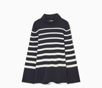 Gestreifter Strickpullover Mit Hohem Kragen