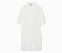 Kurzes Hemdblusenkleid Mit Gerafften Ärmeln