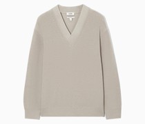 Grobstrickpullover Mit V-Ausschnitt