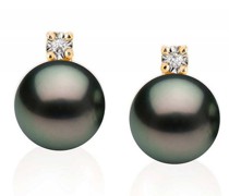 Schwarze Perlenohrringe mit Diamanten Morisah