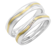 Eheringe in Bicolor mit dekorativen Elementen und Diamanten Jean