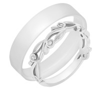 Floraler Damenring mit Diamanten und dezenter Herrenring Haran