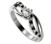 Verlobungsring mit weissen und schwarzen Diamanten Ewie