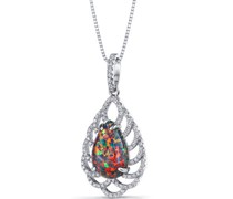 Anhänger mit schwarzem Opal und Zirkonia Sakia