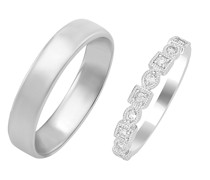 Trauring mit Diamanten und Herrenring Tarai