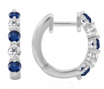 Creolen in 585 Gold mit blauen Saphiren und Diamanten Afrim