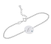 Silberarmband mit blauem Diamant und Gravur eines Buchstabens Dasha