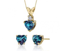 Schmuckset aus Gold mit Alexandriten in Herzform Gibborim