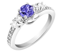 Tansanit-Ring aus Silber mit Zirkonia Sessa