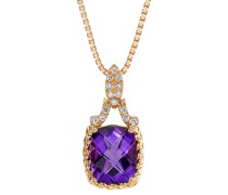 Kette mit Amethyst und synthetischen Diamanten Oliwia