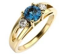 Verlobungsring mit blauem Diamant und weißen Diamanten Jailly