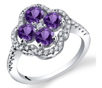 Silberring mit Amethysten in Form einer Blume Abel