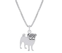 Kette mit Silberanhänger in Form eines Mops Pug