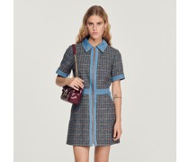Kurzes Kleid aus Tweed und Denim