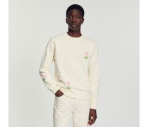 Sweatshirt mit Tulpen-Stickerei