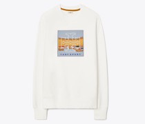 Tory Burch Relaxed Heavyweight French Terry Logo Patch Crew