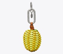 Tory Burch Leather Woven Lemon Key Ring