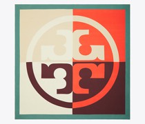 Tory Burch Color-block Logo Silk Square