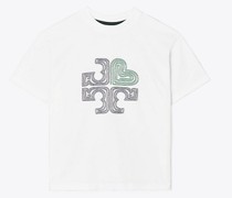 Tory Burch Embroidered Heart Logo T-Shirt