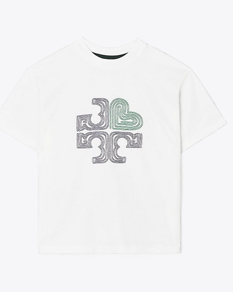 Tory Burch Damen Tory Burch Embroidered Heart Logo T-Shirt