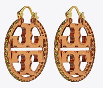 Tory Burch Miller Crystal Resin Small Hoop Earring