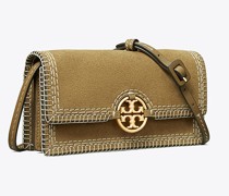 Tory Burch Miller Suede Stitched Wallet Crossbody