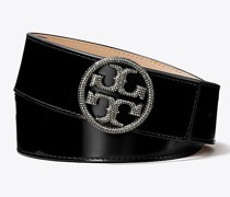 Tory Burch 1.5" Miller Crystal Embellished Spazzolato Belt