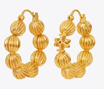 Tory Burch Roxanne Fluted Bead Hoop Earring