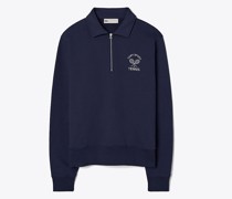 Tory Burch Heavy French Terry Half-Zip Tennis Pullover