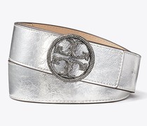 Tory Burch 1.5" Miller Crystal Embellished Metallic Belt