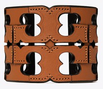 Tory Burch Cut Out Logo Leather Cuff
